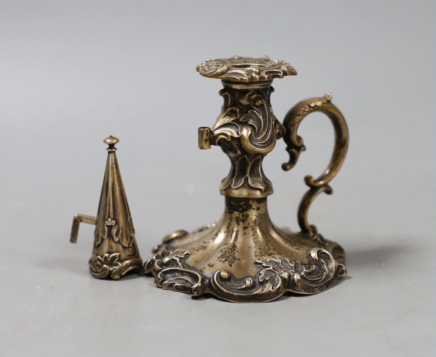 An early Victorian silver chamberstick, Henry Wilkinson & Co, Sheffield, 1837, 95mm, with extinguisher, weighted.